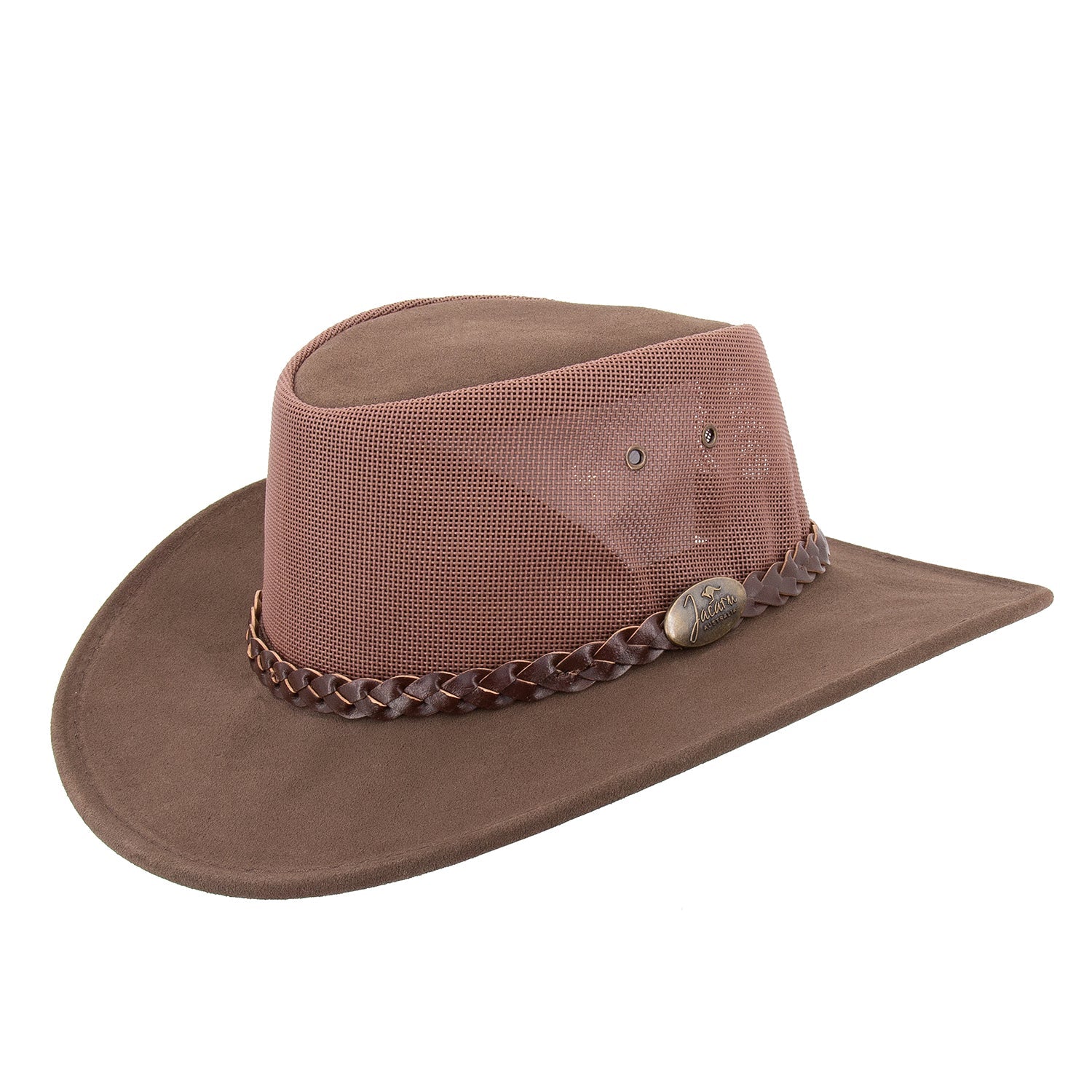 Australischer Wildlederhut Outdoorhut Rangerhut Jacaru Wanderhut geflochtenes Hutband Summer Breeze Sonnenschutz Anglerhut Outbacker 