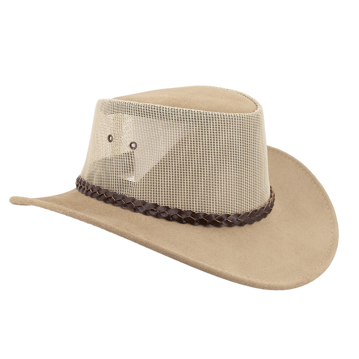 Australischer Wildlederhut Outdoorhut Rangerhut Jacaru Wanderhut geflochtenes Hutband Summer Breeze Sonnenschutz Anglerhut Outbacker 
