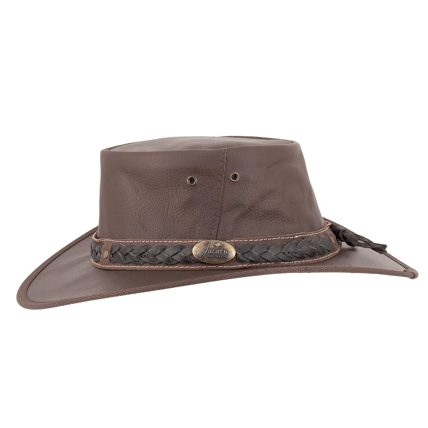 Hergestellt in Australien. Cowboyhut Rangerhut Wanderhut Känguruleder geflochtenes Lederhutband  Memory-Draht-Krempe  knautschbarer Hut wetterfester Lederhut Sonnenschutz
