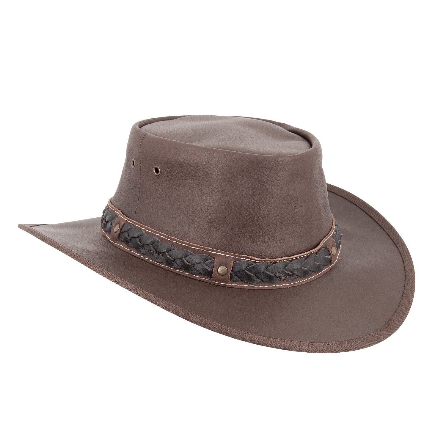 Hergestellt in Australien. Cowboyhut Rangerhut Wanderhut Känguruleder geflochtenes Lederhutband  Memory-Draht-Krempe  knautschbarer Hut wetterfester Lederhut Sonnenschutz