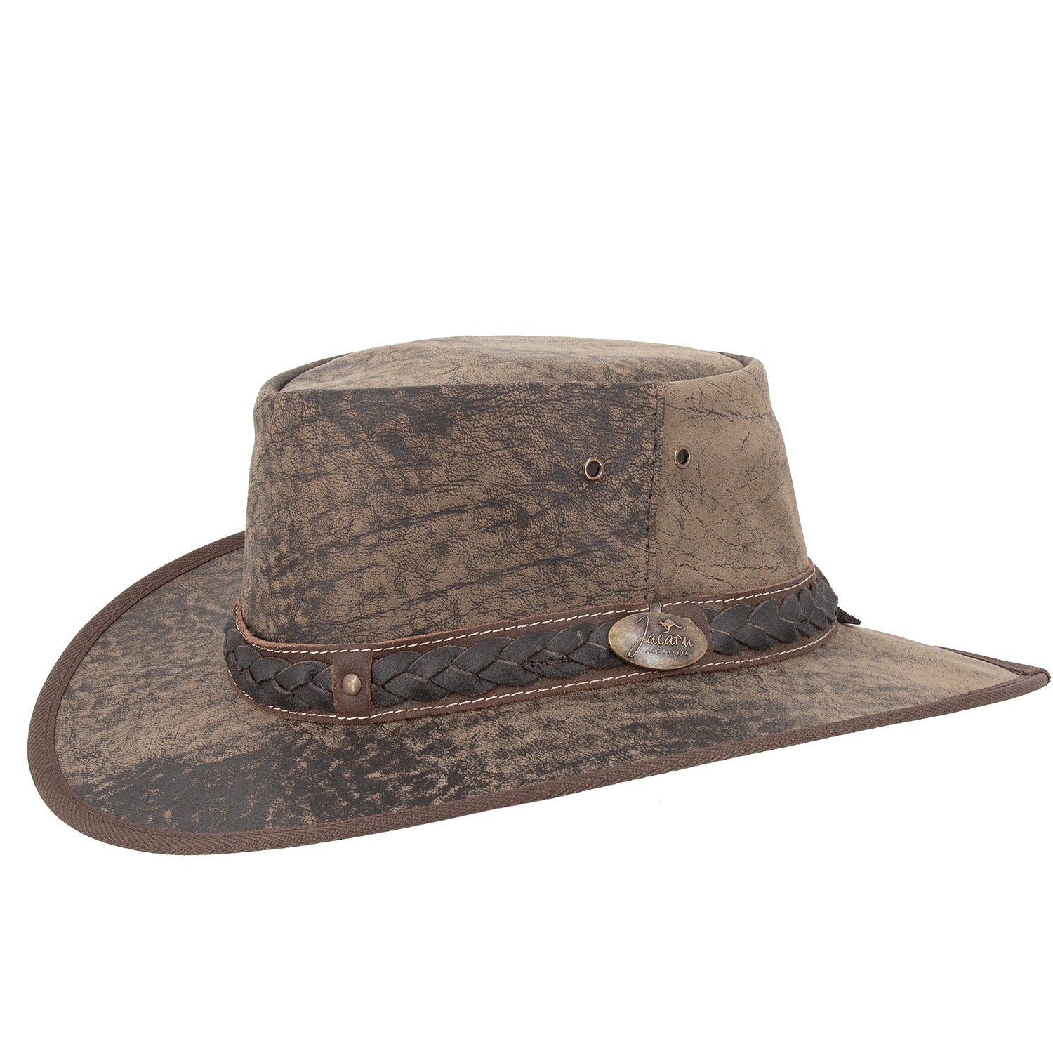 Lederhut Australischer Lederhut Cowboyhut knautschbarer Hut Jacaru 
Kängurulederhut Travellerhut 
stonewash Känguruleder Cowboyhut 