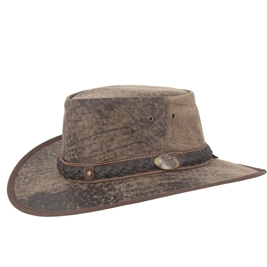 Lederhut Australischer Lederhut Cowboyhut knautschbarer Hut Jacaru 
Kängurulederhut Travellerhut 
stonewash Känguruleder Cowboyhut 