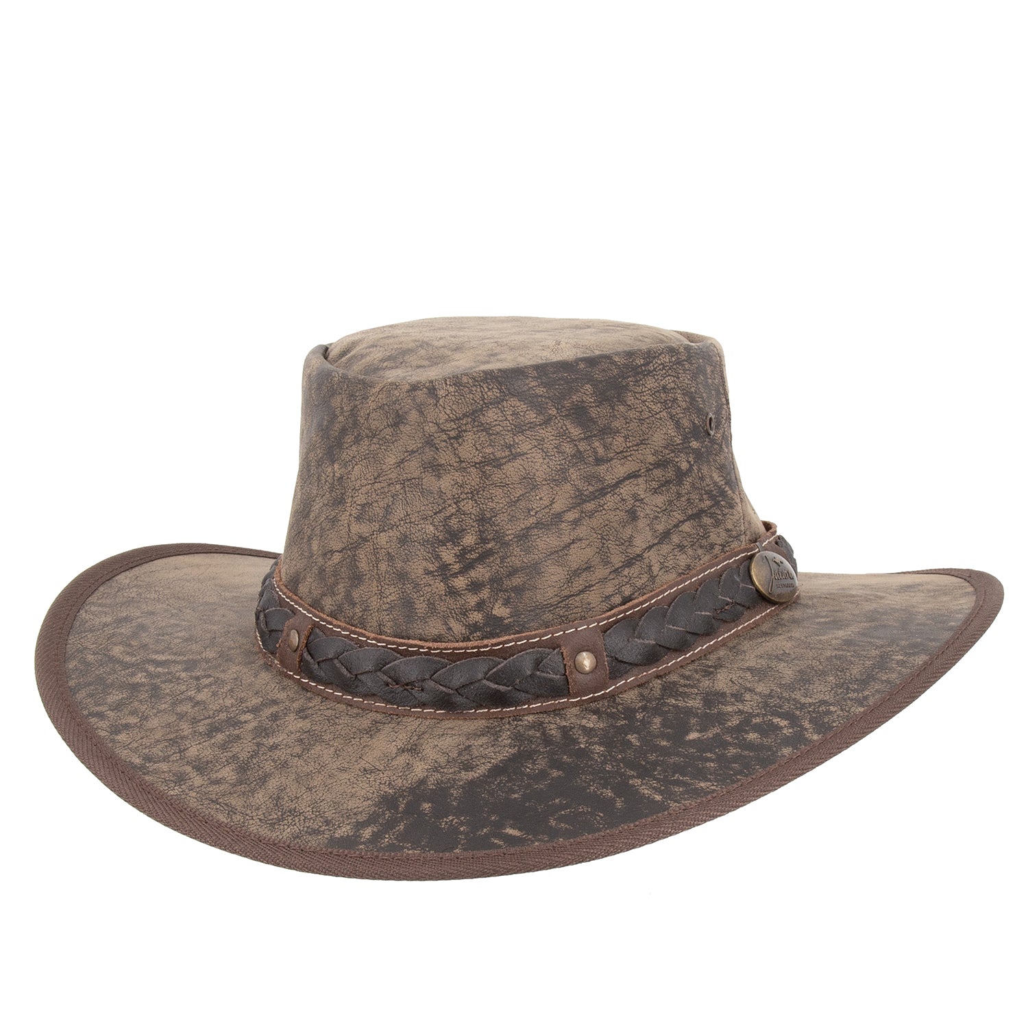 Lederhut Australischer Lederhut Cowboyhut knautschbarer Hut Jacaru 
Kängurulederhut Travellerhut 
stonewash Känguruleder Cowboyhut 