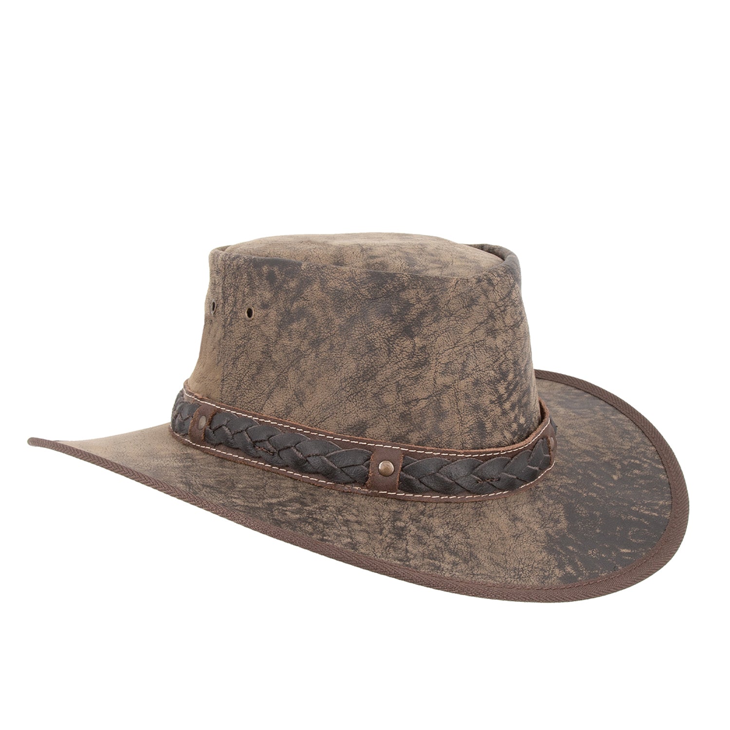 Lederhut Australischer Lederhut Cowboyhut knautschbarer Hut Jacaru 
Kängurulederhut Travellerhut 
stonewash Känguruleder Cowboyhut 