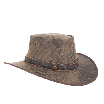 Lederhut Australischer Lederhut Cowboyhut knautschbarer Hut Jacaru 
Kängurulederhut Travellerhut 
stonewash Känguruleder Cowboyhut 