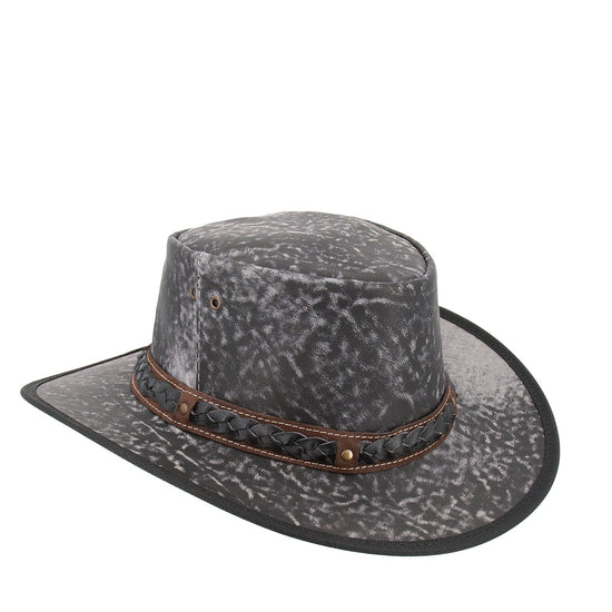 Lederhut Australischer Lederhut Cowboyhut knautschbarer Hut Jacaru 
Kängurulederhut Travellerhut 
stonewash Känguruleder Cowboyhut 