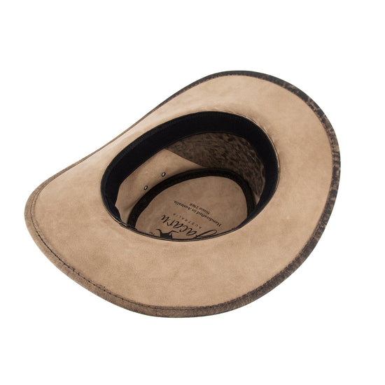 Australischerlederhut Känuruleder Outoorhut Damenhut Herrenhut Westernhut Cowboyhut geflochtenem Leder-Hutband.Stonewash Färbung