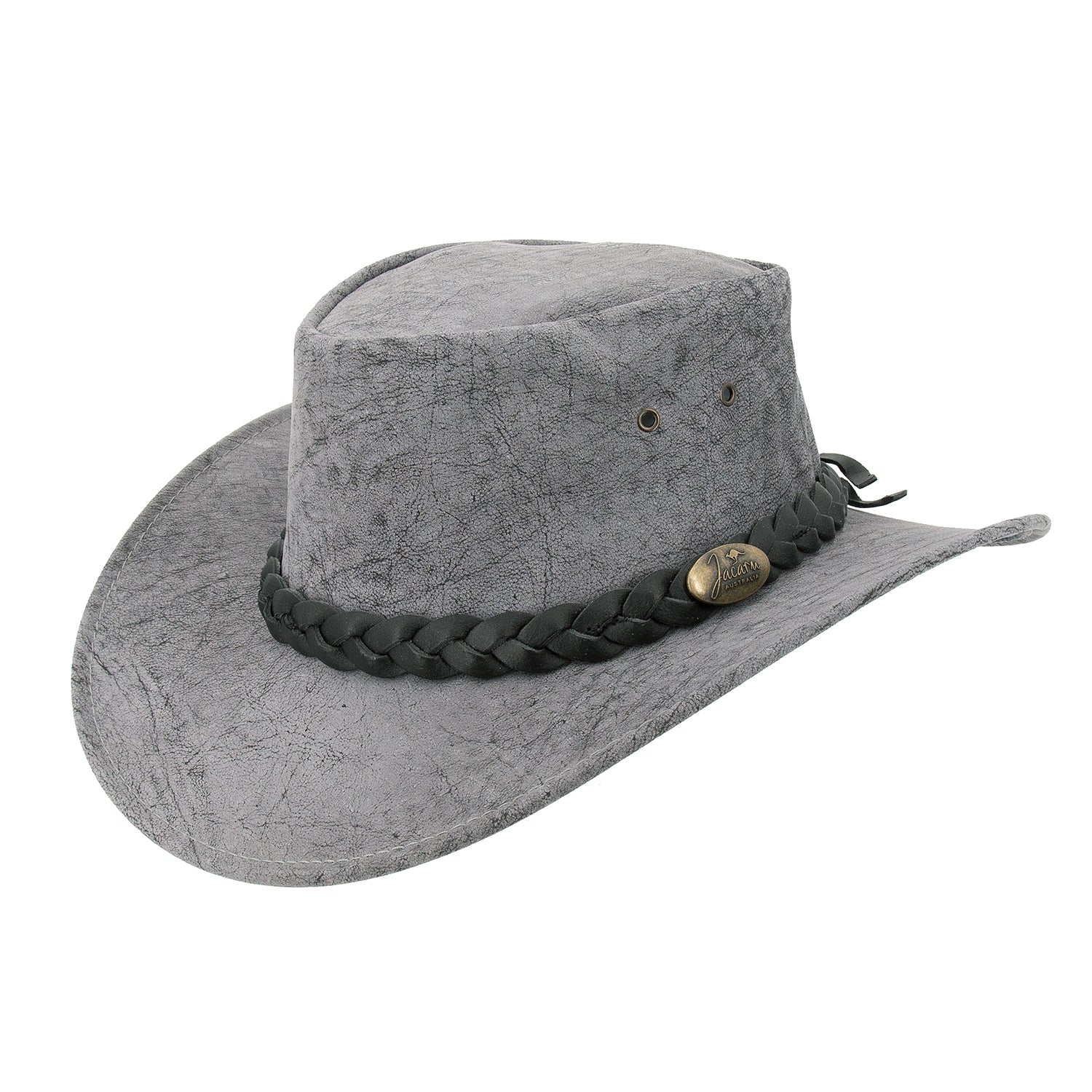 Australischerlederhut Känuruleder Outoorhut Damenhut Herrenhut Westernhut Cowboyhut geflochtenem Leder-Hutband.Stonewash Färbung
