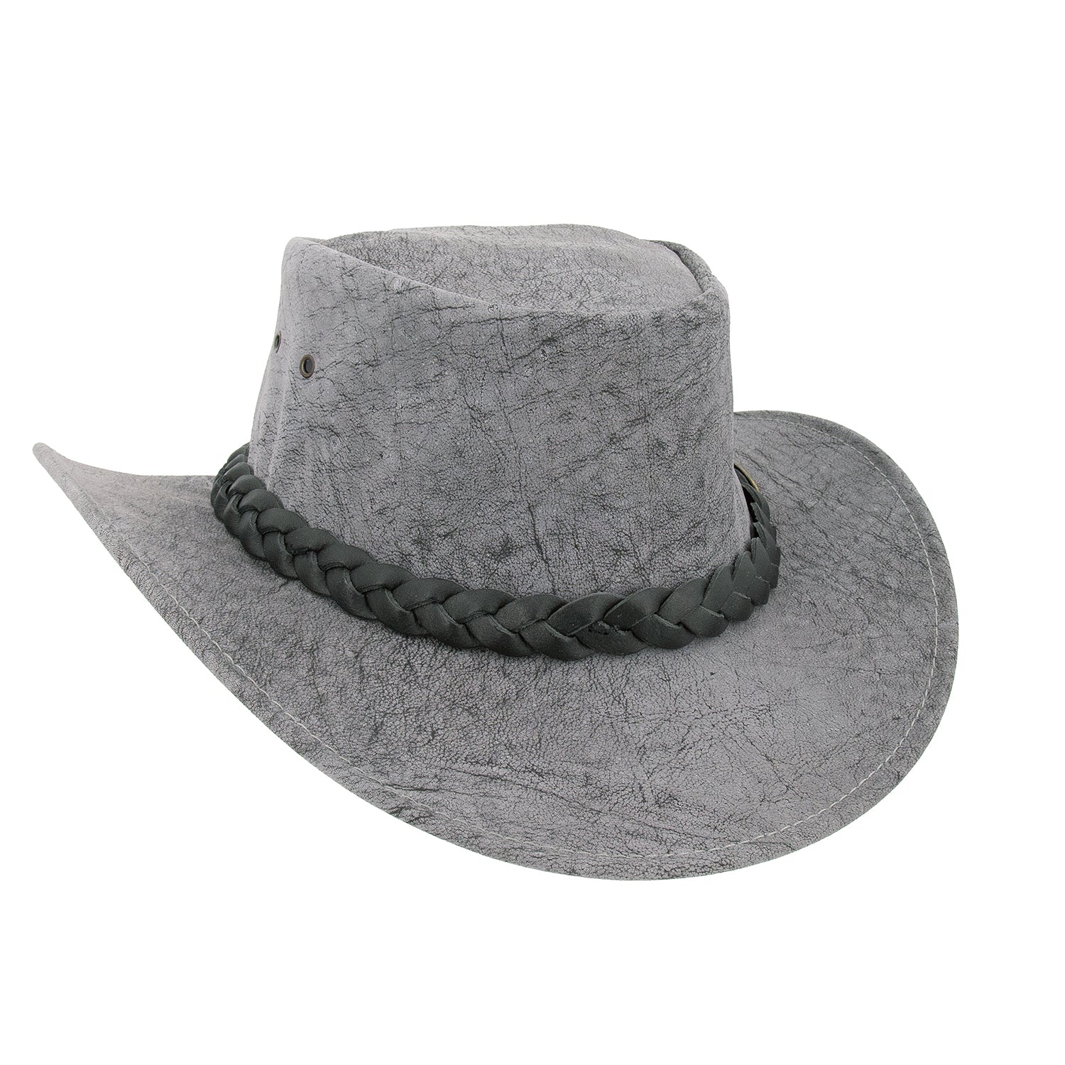 Australischerlederhut Känuruleder Outoorhut Damenhut Herrenhut Westernhut Cowboyhut geflochtenem Leder-Hutband.Stonewash Färbung