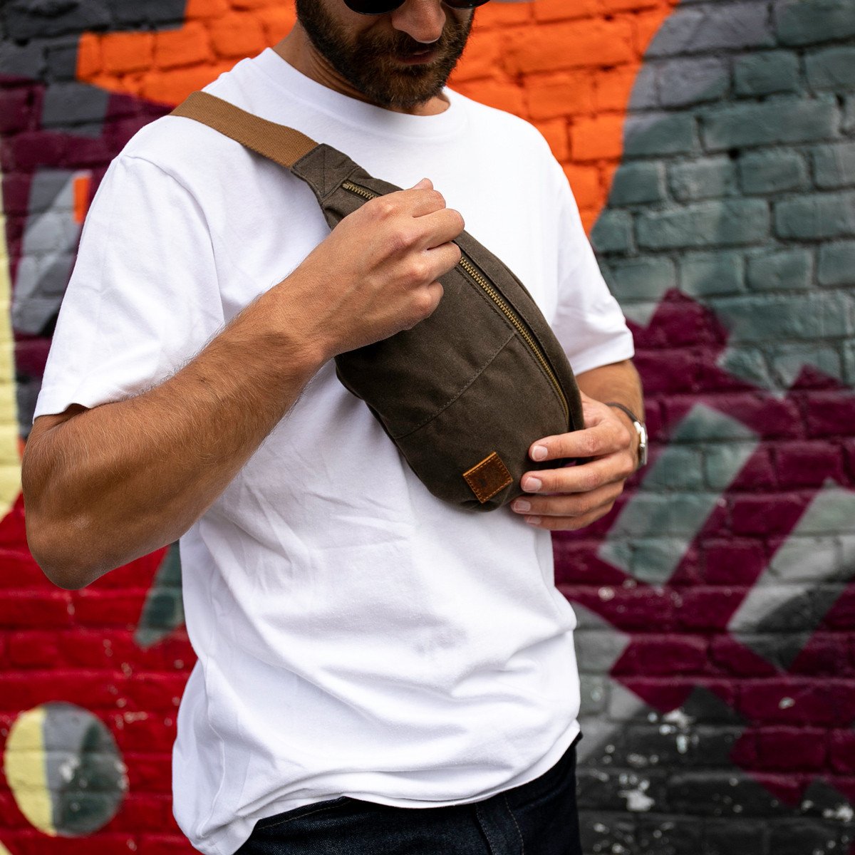 #SlingBag #Canvas #Gewachst #Wasserfest #Vintage #Crossbody #Tasche #Outdoor #Reise #Kompakt