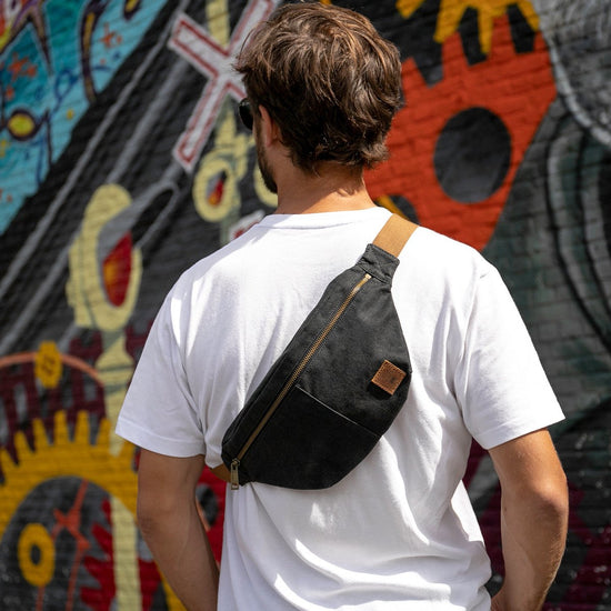 Bauchtasche, Sling Bag, Funny Back, Wasserfeste Gewachste Bauchtasche, Hüfttasche, Bum Bag, Umhängetasche, Quertasche, Gürteltasche, Gürtel Tasche, Schultertasche, 