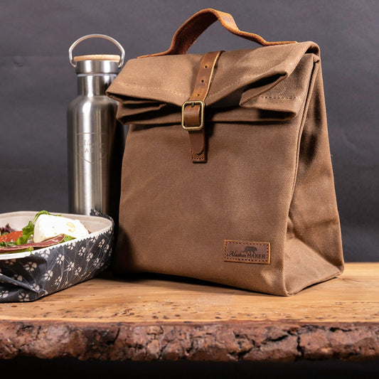 Lunch bag Rambler -Isolierte Kühltasche aus gewachstem Canvas und Leder