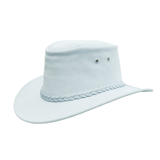 Australischer Kinder Cowboyhut aus weichem Wildleder in hellblau Größe 54-55 cm