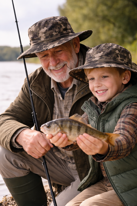 Knautschbarer Outdoor Angler Hut aus geölter Baumwolle – Wind- & wasserfest, UPF 50+ (Größe S)