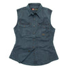 Leichte Damenbluse Freizeitbluse Freizeithemd Westernhemd Westernbluse Safaribluse  Damenbluse ohne Ärmel Westenbluse 