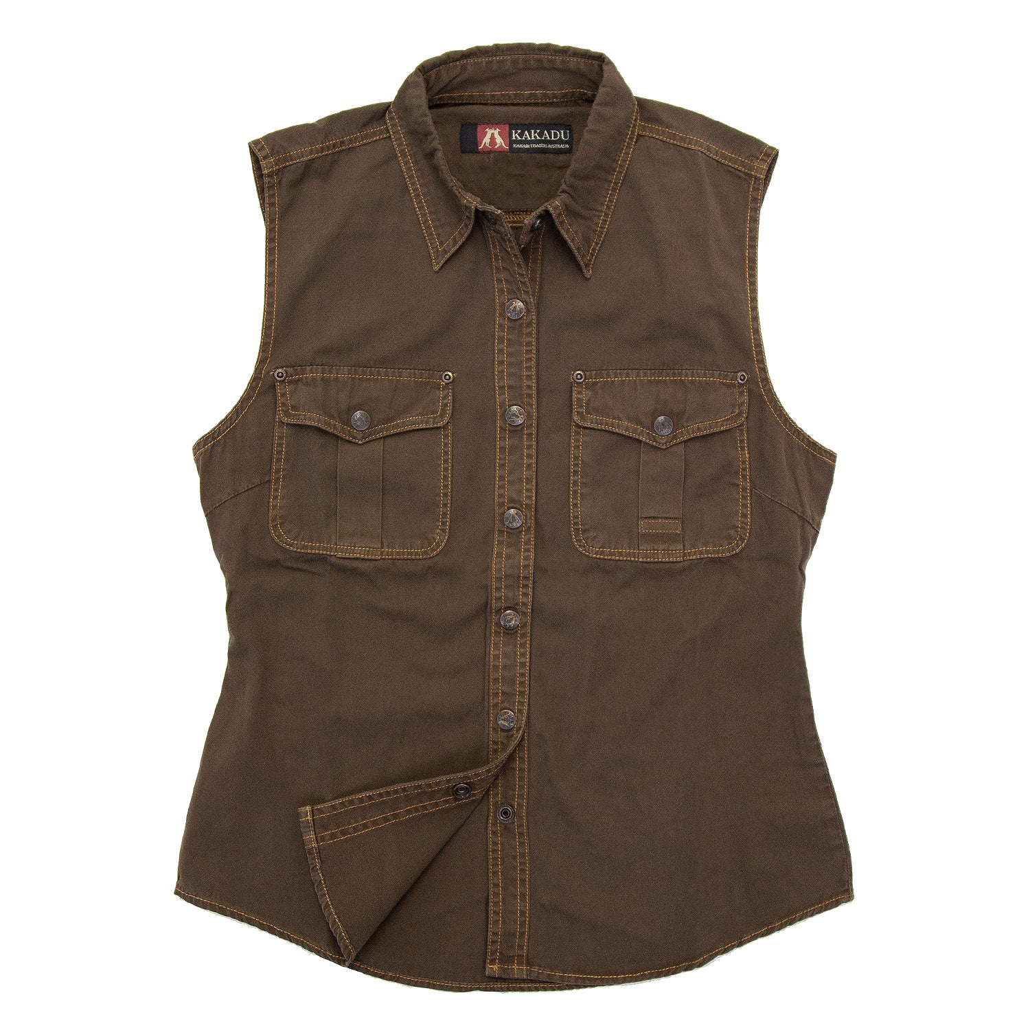 Leichte Damenbluse Freizeitbluse Freizeithemd Westernhemd Westernbluse Safaribluse  Damenbluse ohne Ärmel Westenbluse 