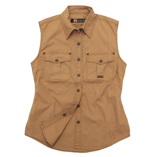 Leichte Damenbluse Freizeitbluse Freizeithemd Westernhemd Westernbluse Safaribluse  Damenbluse ohne Ärmel Westenbluse 