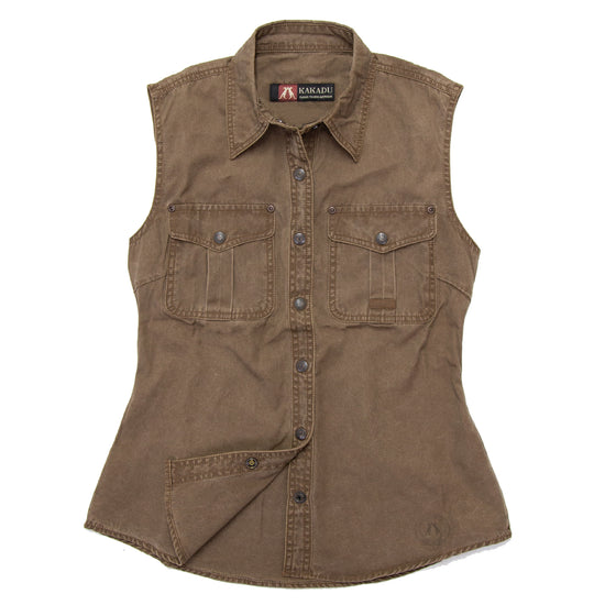 Leichte Damenbluse Freizeitbluse Freizeithemd Westernhemd Westernbluse Safaribluse  Damenbluse ohne Ärmel Westenbluse 