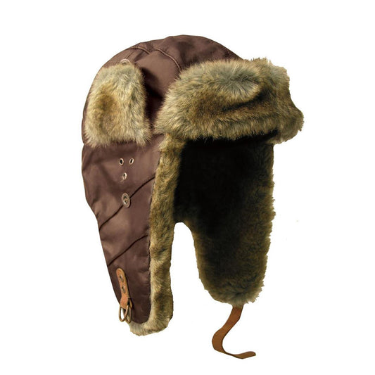 Flieger Winter-Mütze Warme Pilotenmütze mit Kunstfell Ohrenschützer