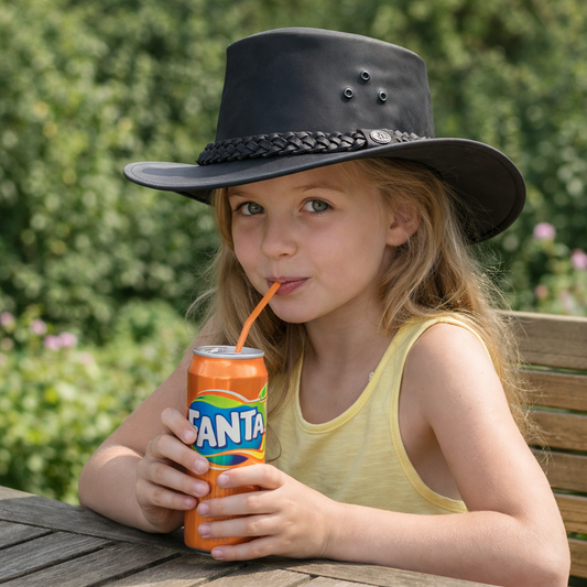 Australian Kids Leather Cowboy Hat – Allwetter-Schutz & UPF 50+