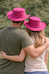 Australischer Traveller Hut aus Wildleder – Pink – Knautschbar & Wetterfest (XXL)