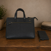 Schmale Laptop-Tasche und Stifte Etui aus Echtleder mit Handgriffen & abnehmbarem Schultergurt