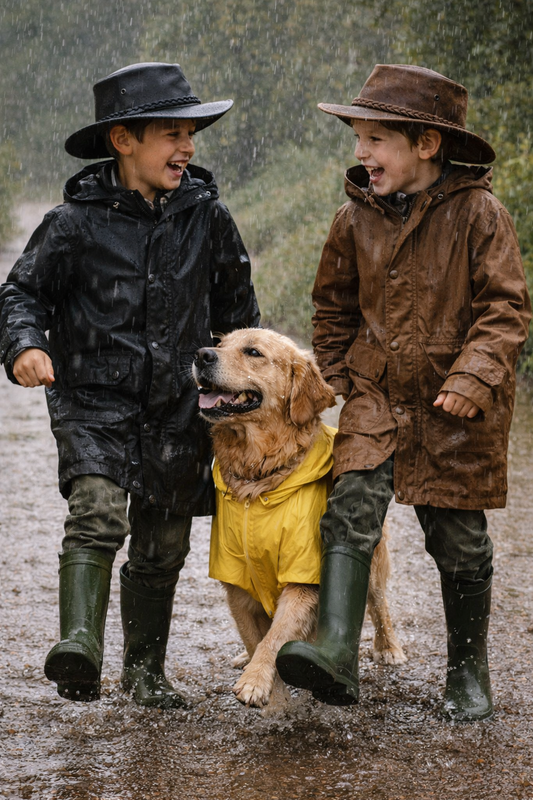 Kinder Cowboy Lederhut – Allwetter Outdoor Hut mit UV-Schutz UPF 50+ (Größe S)