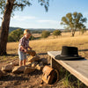 Australischer Kinder Cowboyhut aus weichem Wildleder in hellblau Größe 54-55 cm
