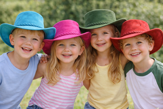 Australischer Kinder Cowboy Lederhut Outdoor – UPF 50+, knautschbar & luftig I Größen S–L