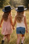 Schwarzer Kinder Cowboy Lederhut – Allwetter | UPF 50+
